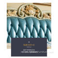 Dormitorio principal de muebles de cuero azul de madera de lujo de buena calidad